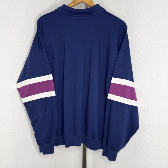 Vintage Pullover Shirt Grandpa Core 90s Preppy Pocket Navy 2X Knightsbridge - Picture 2 of 6